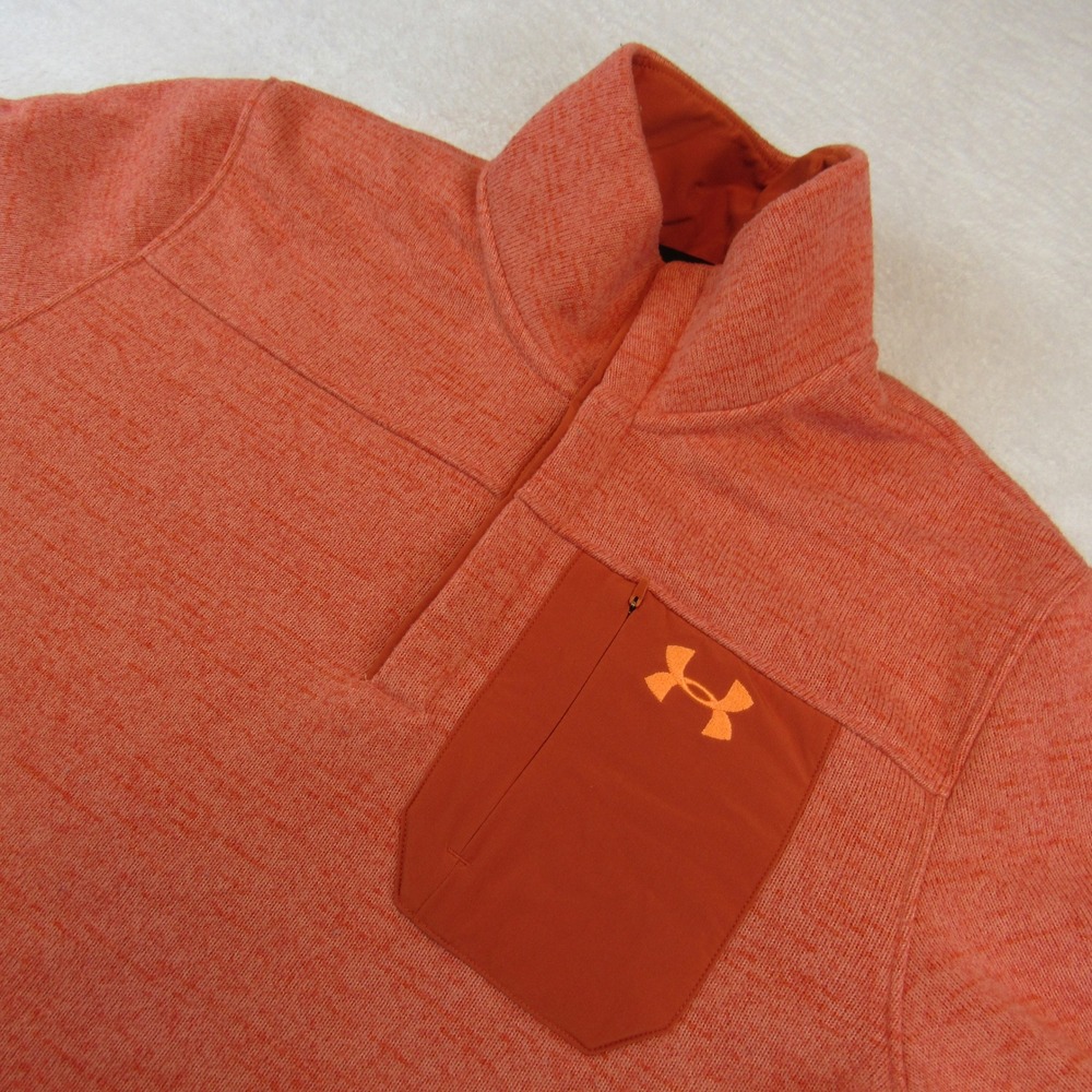 Under Armour Henley Fleece Pullover Mens Large Orange Specialist 2.0